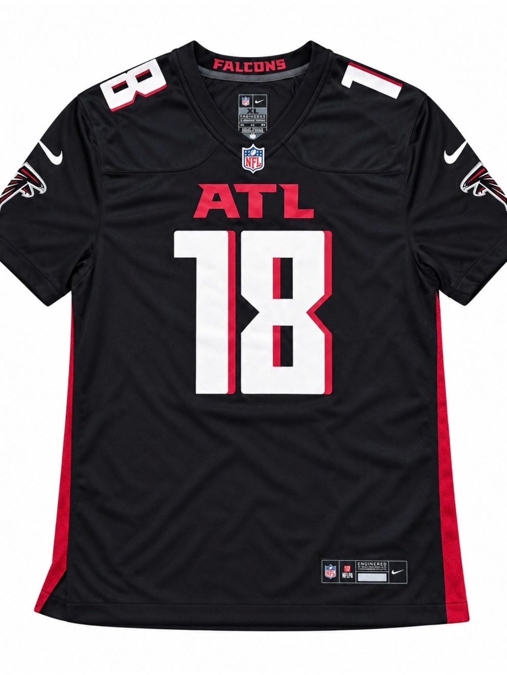 Nike Men's Atlanta Falcons #18 Black and Red Football Jersey